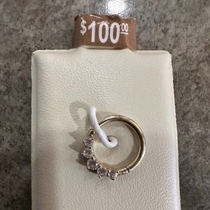 16 Gauge Cubic Zirconia Nose or Cartilage Ring in 10 Karat Yellow Gold